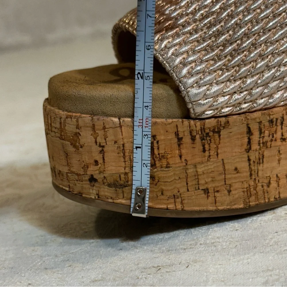 Sam Edelman Metallic Woven Wedge Sandals Size 6 - Picture 10 of 10